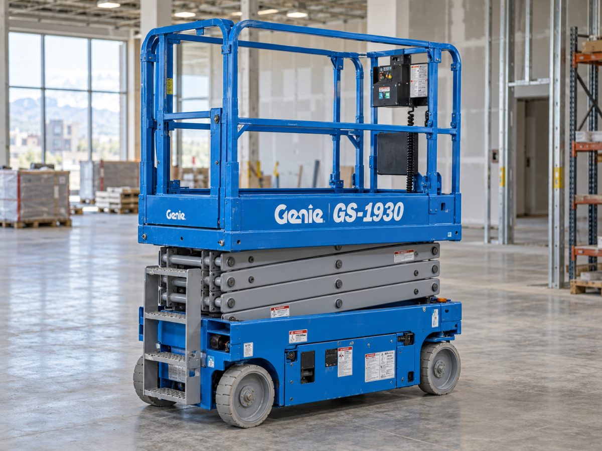 Genie GS-1930 scissor lift in a commercial interior