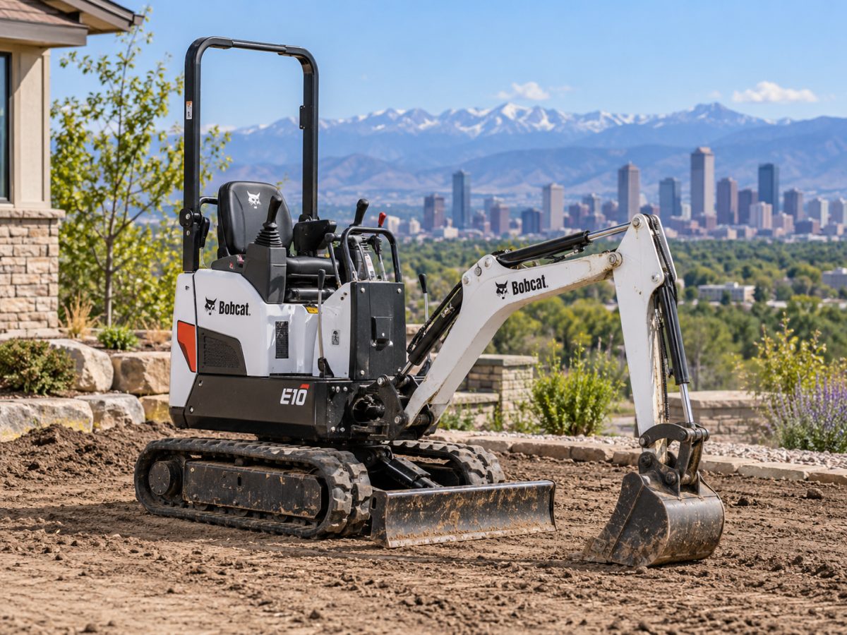 Bobcat E10 mini excavator on a compact earthwork site
