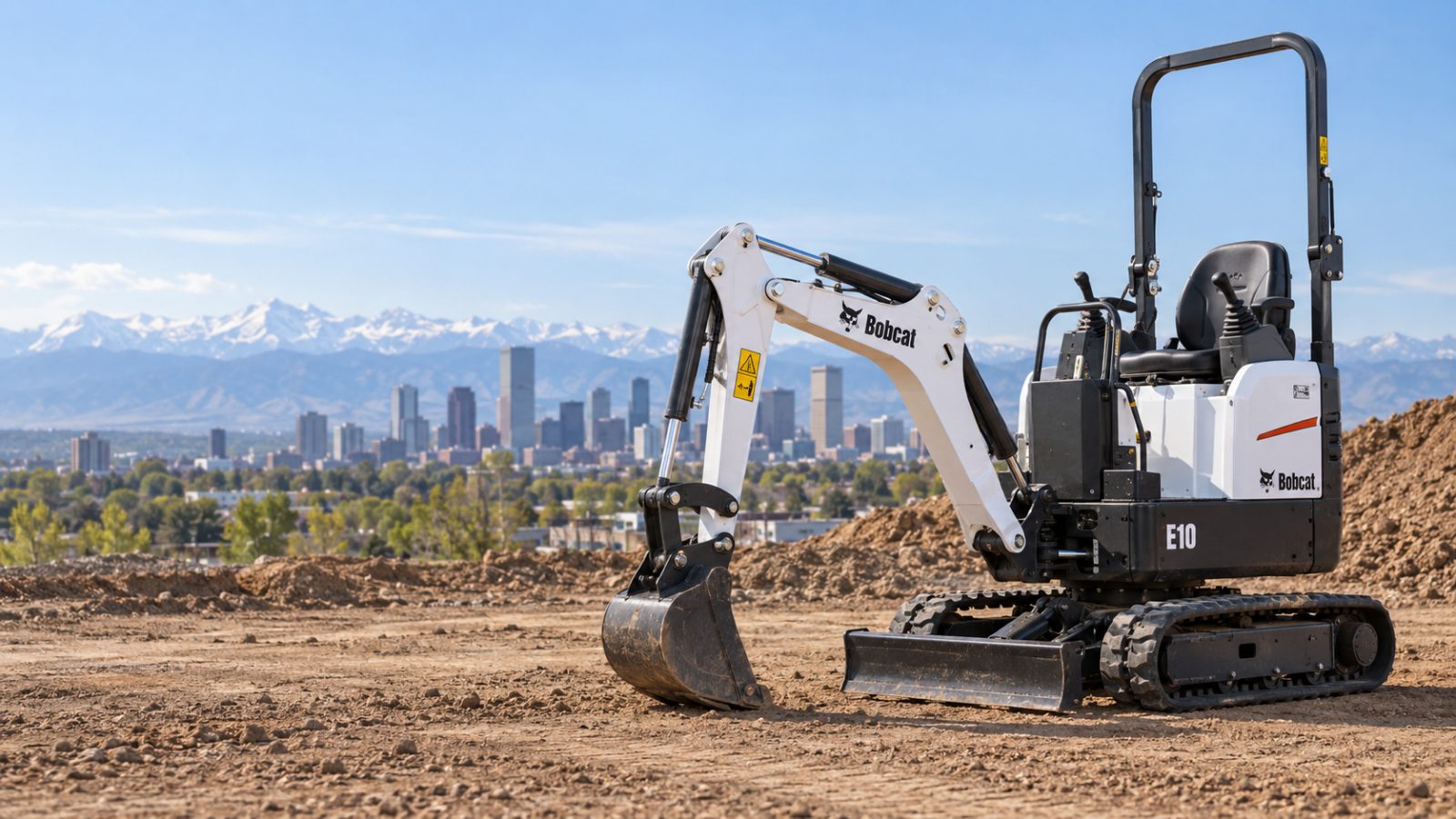 Bobcat E10 compact excavator at a Denver-area jobsite